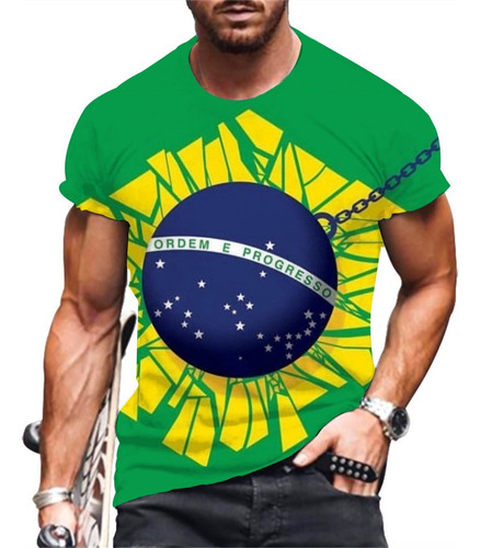 Playera De Hip Hop Con Bandera De Brasil ,estampado 3d15