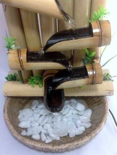 Imagem 4 de 4 de Fonte Agua Cascata Bambu 5 Quedas C/ Ilum. De Leds
