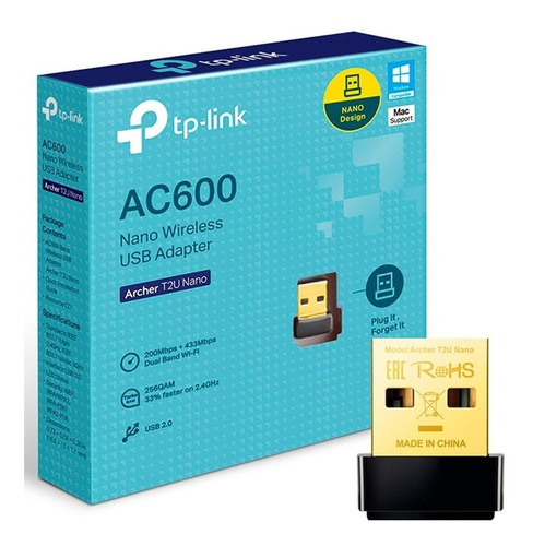 Adaptador De Red Usb Wifi Tp-link T2u Doble Banda 433 Mbps 