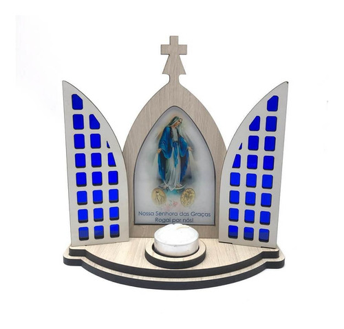 Capela Vitral Nossa Senhora Das Graças Oratório Porta Vela