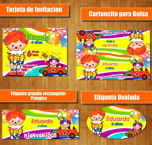 Kit Imprimible Payasito Candy Bar Cumple Fiesta Cotillon