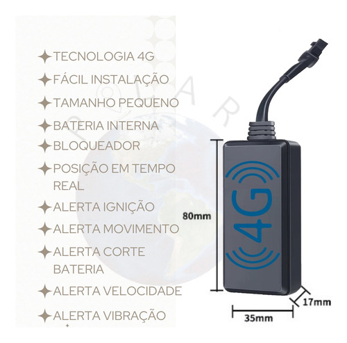 Rastreador Veicular 4g Gps + Chip M2m Aplicativo E Bloqueio