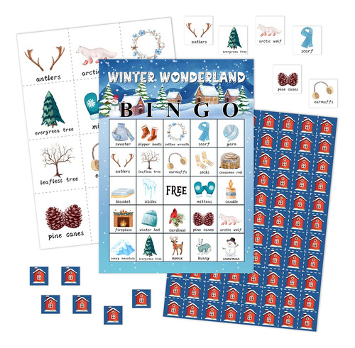 Tarjetas De Juegos De Bingo De Invierno, Juego De Bingo Wint