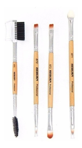 Kit 4 Pinceles Dúo Basicos Heburn Maquillaje Profesional 476 Color Negro