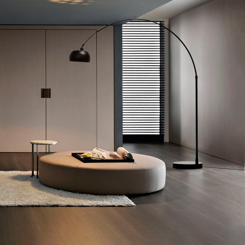 Imagen 2 de 8 de Lampara De Pie Rock Xl Arco Negra 1 Luz E27 Led Deco Moderna