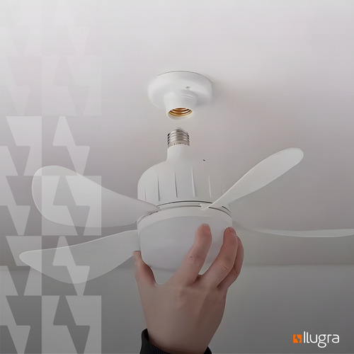 Lâmpada Led Com Ventilador De Teto Bivolt Controle 3 Em 1 Luz Três Cores 6500k 4000k 3000k 127/220v