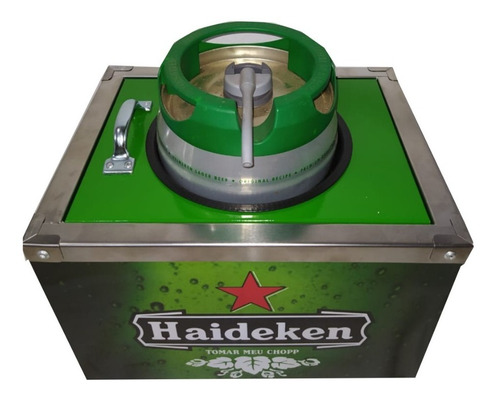 Imagem 2 de 3 de Porta Barril Chopp Heineken 5 Litros + 6 Porta Copos Gratis
