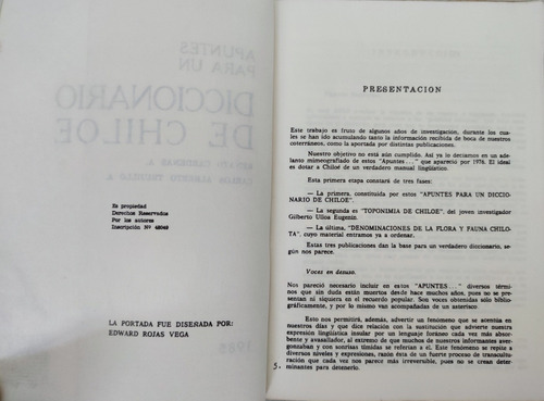 Apuntes Para Un Diccionario De Chiloé. Renato Cárdenas 1985 (Reacondicionado)