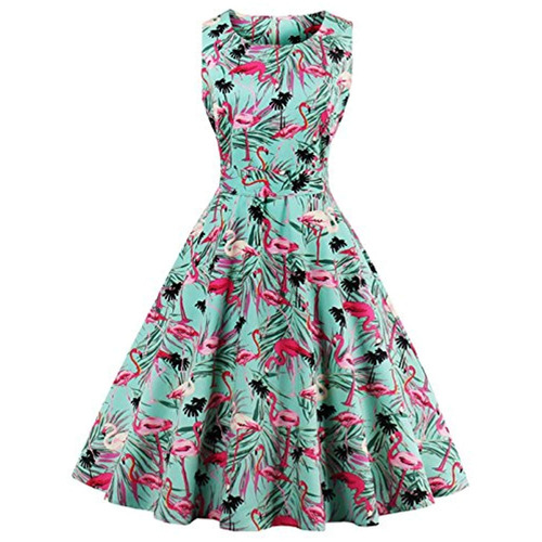 Wellwits Mujer Tropical Hoja Flamingo Hepburn