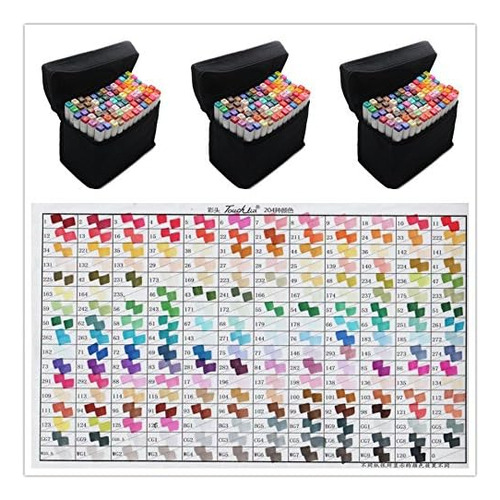 204 Color Set 6 Alcohol Graphic Art Twin Tip Pen Mar...