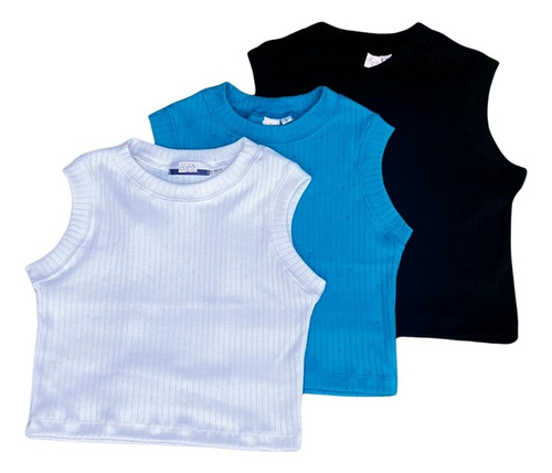 Croptop Top Acanalado Blusa Dama Juvenil Franelilla Clasica