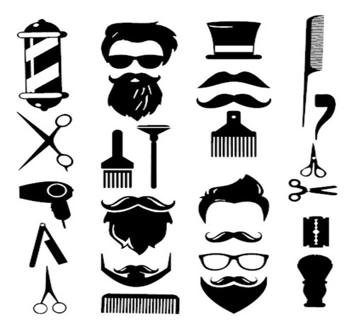 Kit Sticker Vinil Barber Shop Calcomania Decorativo Barberia