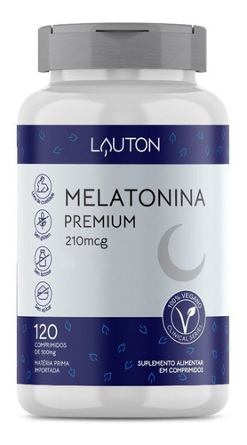 Melatonina Premium 210mcg - 120 Comprimidos Lauton Nutrition Sabor Sem sabor