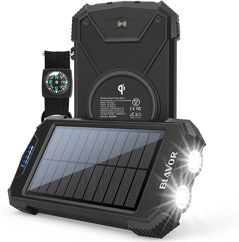 Cargador Solar Power Bank Inalambrico 10,000 Ma | Negro