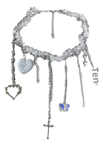 Cadena De Clavícula Con Colgante En Forma De Corazón Y Marip