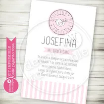 Comprar Kit Imprimible Pajaritos Invitación Bautismo Candybar Nena