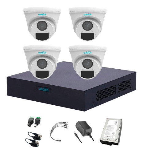 Uniarch Kit De Seguridad Kit4-uac-t112-plus-sc-1tb 4 Cámaras Análogas Tipo Turret 2mp 1080 + Hdd 1tb Alta Calidad Ir 20 Mts Protección Exterior Ip67 Fácil Instalación Cctv T112 Máxima Seguridad