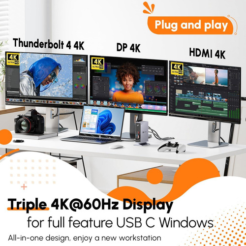 Tobenone Thunderbolt 4 Dock Con Adaptador De Corriente, Cert