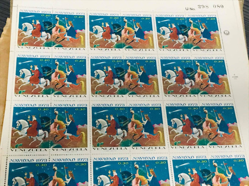 Imagen 3 de 3 de Estampillas Venezuela Navidad Año 1973 Total 1680 Unidades