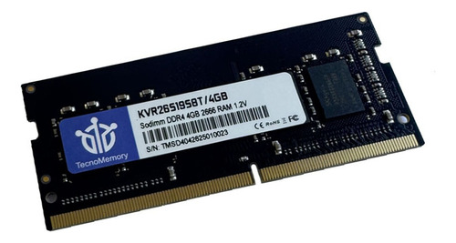Memoria Ram Tecnomemory Sodimm Ddr4 4gb 2666mhz Kvr26s19s8t