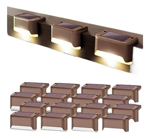 Paquete De 16 Luces Solares For Escaleras, Escalones Y Vall
