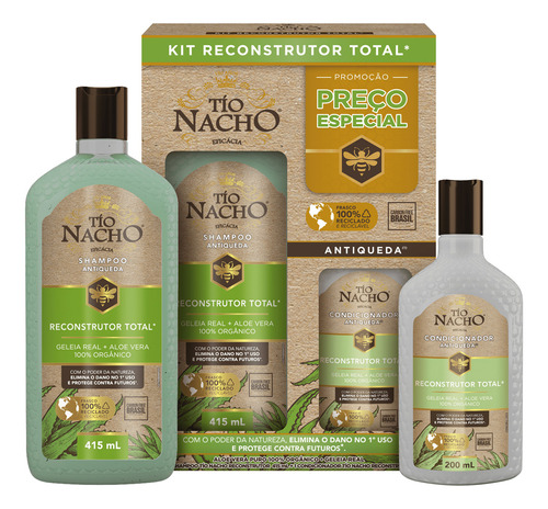  Kit Tio Nacho Reconstrutor Aloe Vera Shampoo + Condicionador