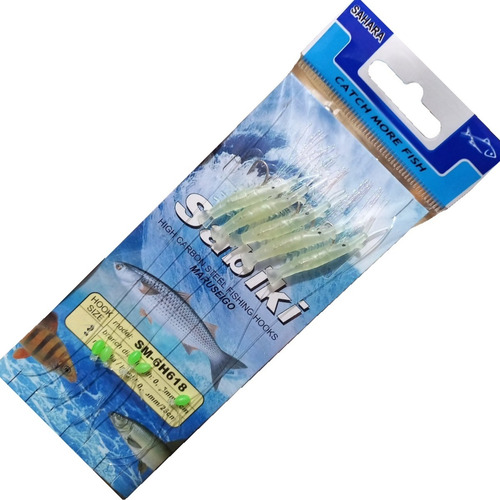 Sabiki Isca Artificial Chicote Com Anzol Pesca Mar Canal Rio Cor 4 Unidades
