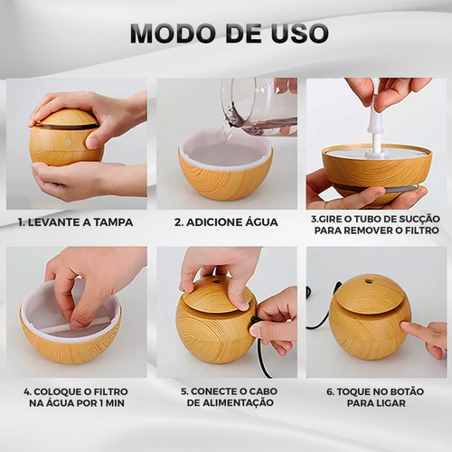 Umidificador E Aromatizante De Ambiente 130ml Cor Madeira Clara