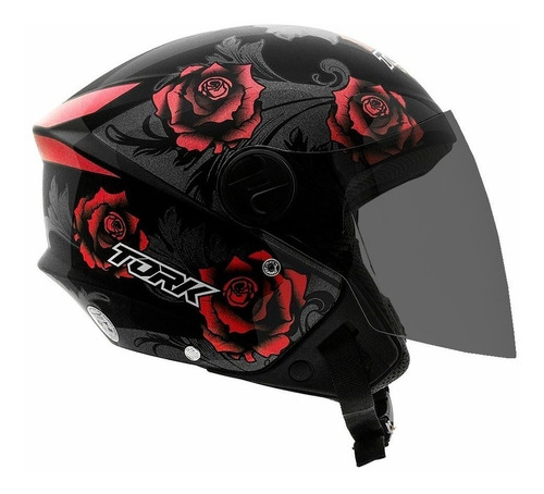 Capacete para moto Pro Tork Protork Flores Capacete  New Liberty 3 Elite Flowers  vermelho fosco tamanho 60 