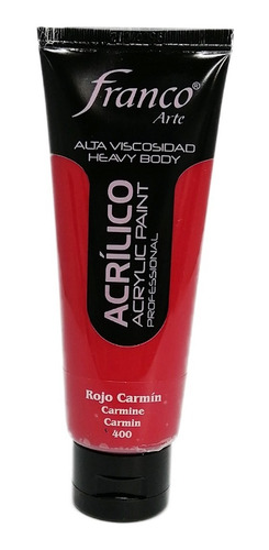 Acrílico Profesional Rojo Carmín Tubo X 100 Cc Franco Arte.