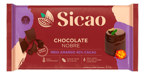 Chocolate Sicao Nobre Meio Amargo Barra 2,1kg Callebaut