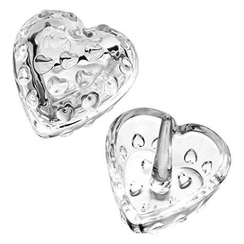 Paquete De 2 Soportes Anillos De Corazón De Cristal Y ...