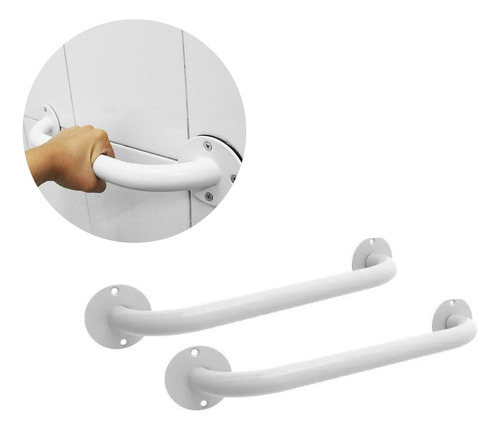 Kit X2 Manija Baño Barral Ducha Seguridad 25 Cm Blanco Epoxi