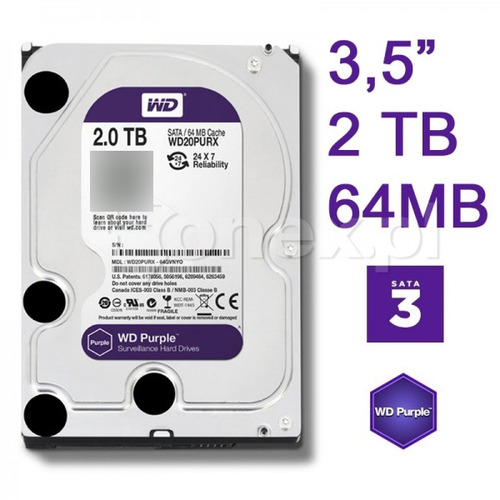 Disco Duro Wd Purple 2tb Sata 6gb-s Cache 64mb 3.5 5400rpm