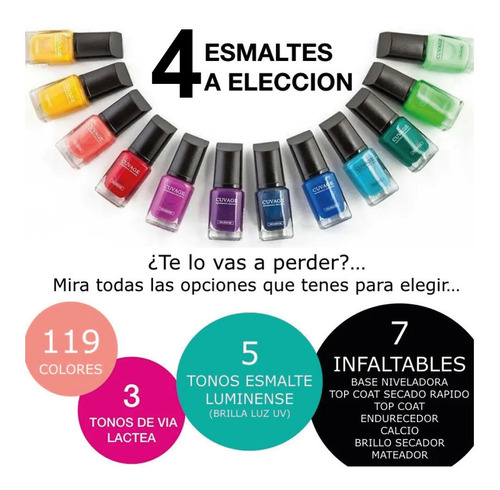 Imagen 1 de 10 de Kit Esmaltes De Uñas Tradicional X 4 Vegano Sin Tacc Cuvage