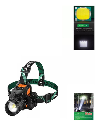 Farol Head Trek Camping E Aventura Con Usb, Color Negro