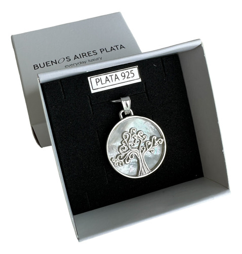 Dije Medalla Plata 925 Nácar Árbol De La Vida Garantía Regalo