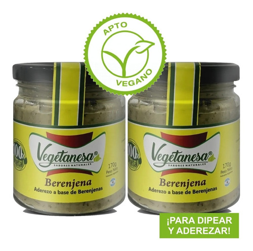 Aderezo Pasta Vegetal Ensaladas Vegano Berenjenas 170gr X2