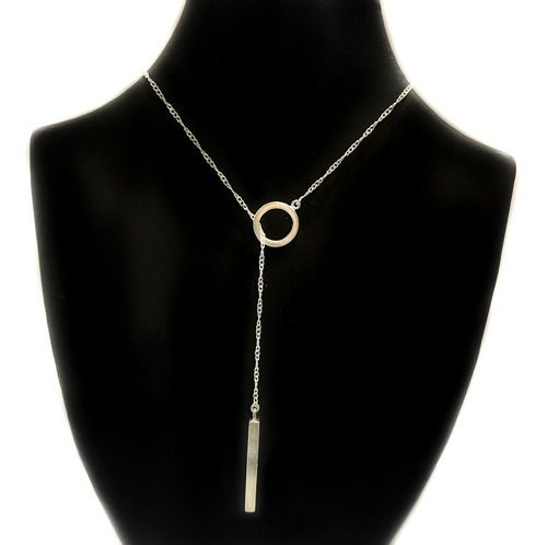 Collar Corbatero Con Circulo Y Barra De Plata 925