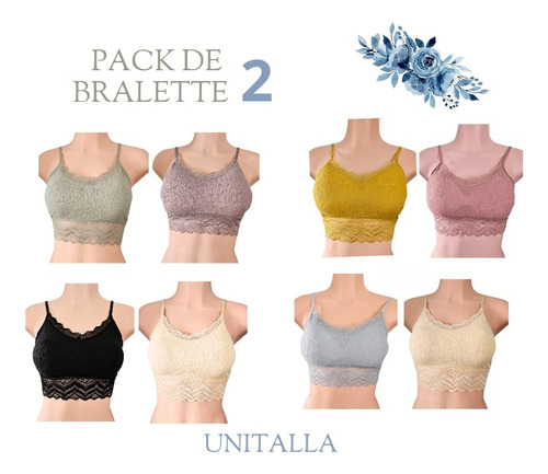 Par De Bralette Mujer Brasier Top Lencería Bralet Encaje