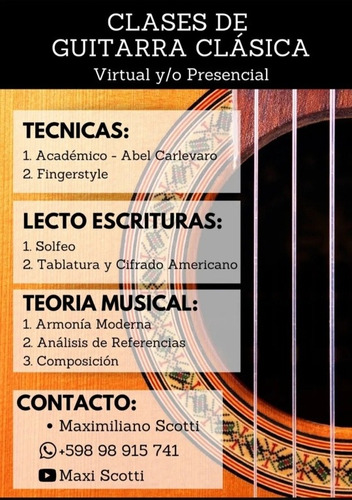 Clases De Guitarra A Domicilio, Centro Cultural O Virtuales