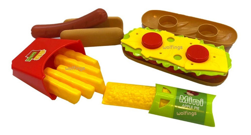 Imagen 7 de 10 de Comidita De Juguete Con Encastre Juego Combo Comida Rapida