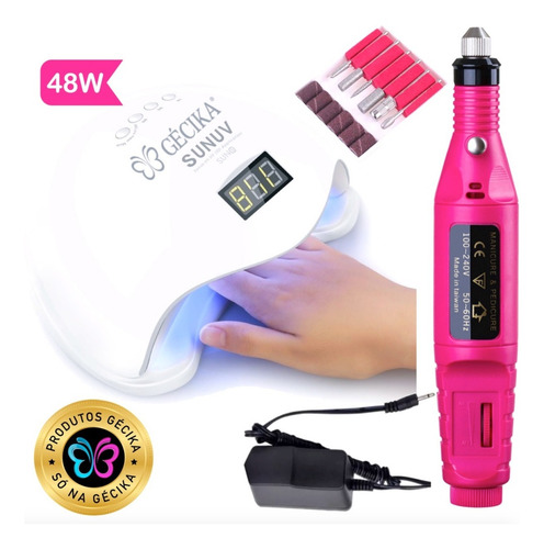 Imagem 2 de 4 de Kit Unhas Gel Uv Acrigel Lixa Elétrica Cabine Sun 48w