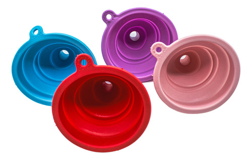 Embudo Plegable Silicona Cocina Portátil Polvos Agua 4 Pzs