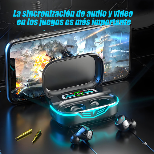 Bluetooth Audífonos Inalámbricos Auriculares Tws Inear Gamer Color Negro