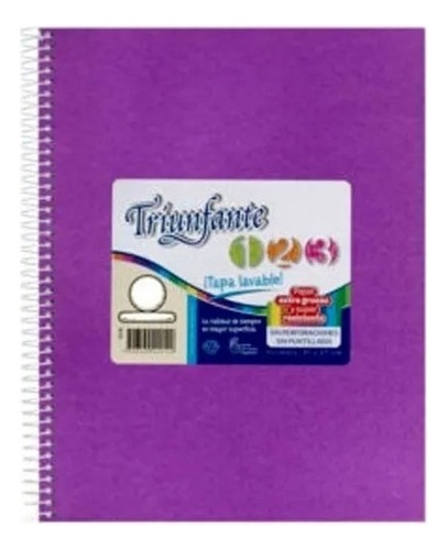 Cuaderno Triunfante Tipo Abc Espiral 21x27 60 Hojas Rayadas Color Lila