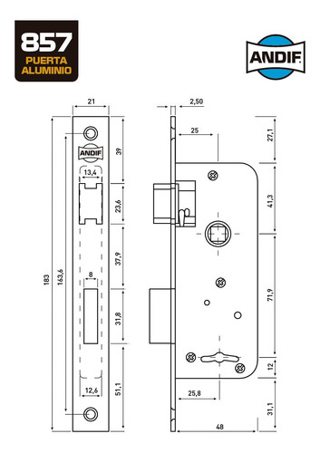 Cerradura Andif 857 Alta Seguridad Plateado