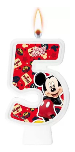 Vela De Aniversário Festa Mickey Número 5 - 01 Unidade - Reg