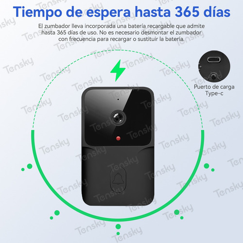 Timbre Inteligente Inalámbrico Con Cámara 1 Transmiso 1 Rec