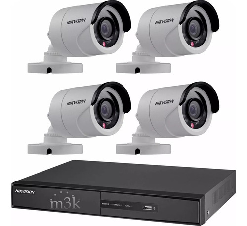 Kit Seguridad Hikvision Dvr 4 + 4 Camaras 2mp Ip 66 Exterior